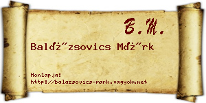 Balázsovics Márk névjegykártya